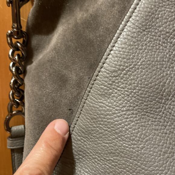 Coach 20166 Chain Prairie Satchel Leather Suede HEATHER GREY $325 Purse Hand Bag - Picture 7 of 16